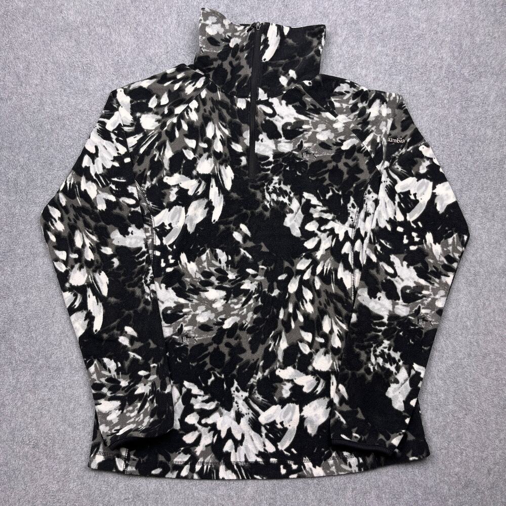 Columbia Arctic Air Jacket Womens‎ L Black Polar Fleece 1/4 Quarter Zip